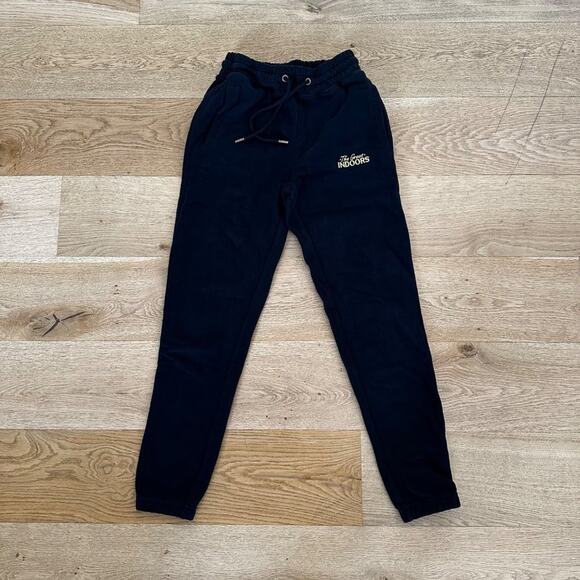 Sadire - Great Indoors Sweatpants in Midnight Black with Yellow Writing - Picture 1 of 5